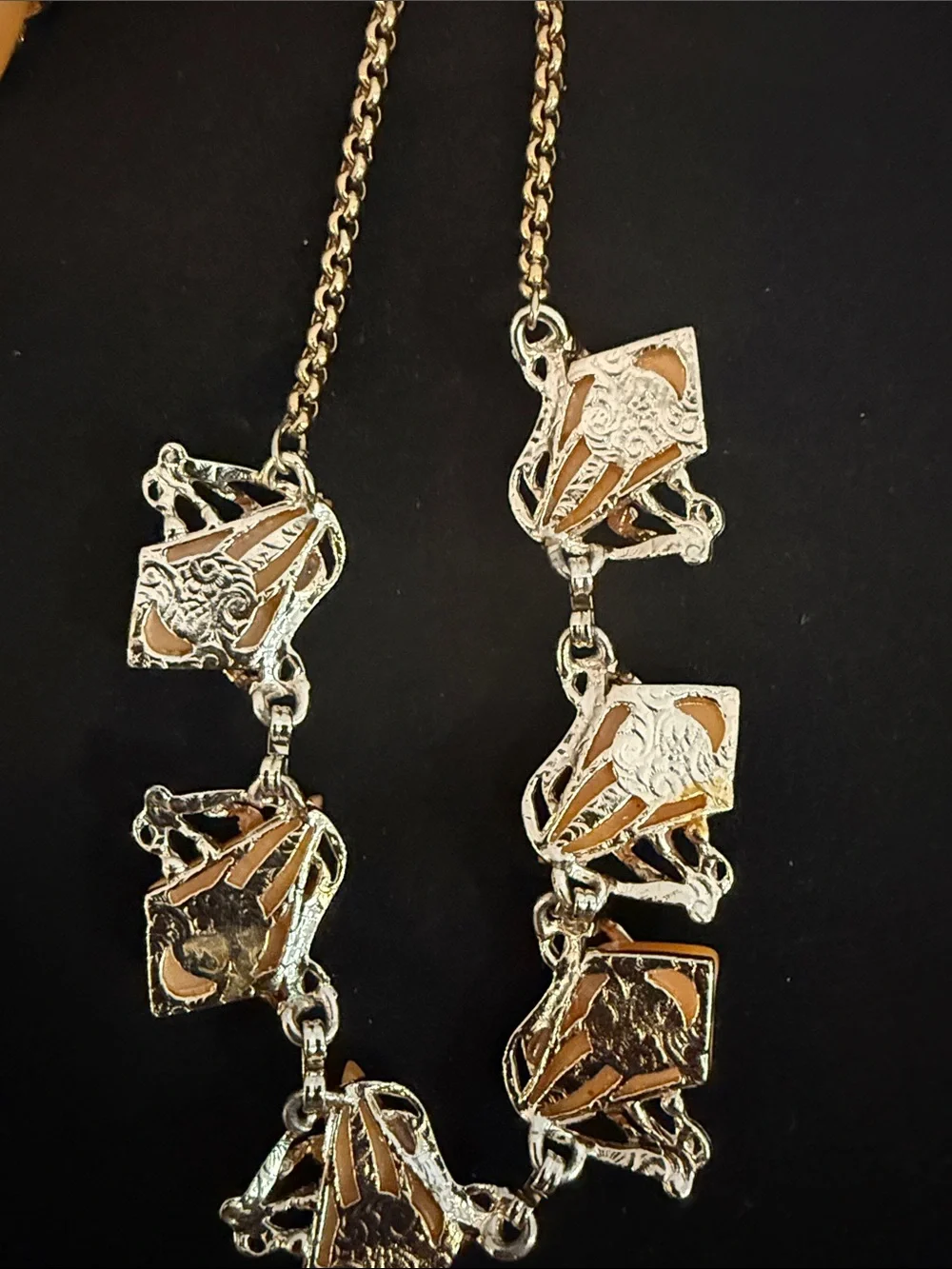 Vintage 50s Mid Century Orange Thermoset Lucite Necklace Earrings Set